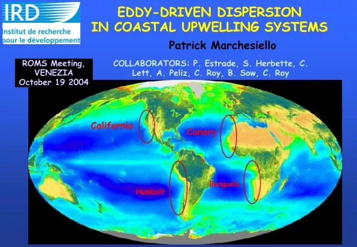 eddy driven dispersion in coastal upwelling systems