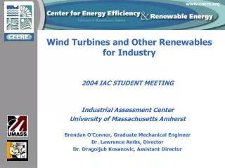 Wind Turbines and Other Renewables for Industry