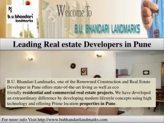 B.U.Bhandari Landmarks Brings Real estate Projects in Pune