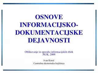 osnove informacijsko dokumentacijske dejavnosti