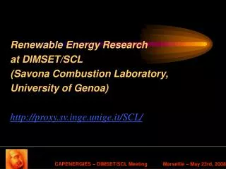 Sustainable energies at DIMSET/SCL