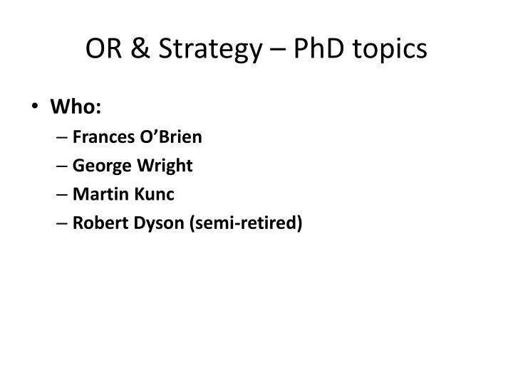 or strategy phd topics