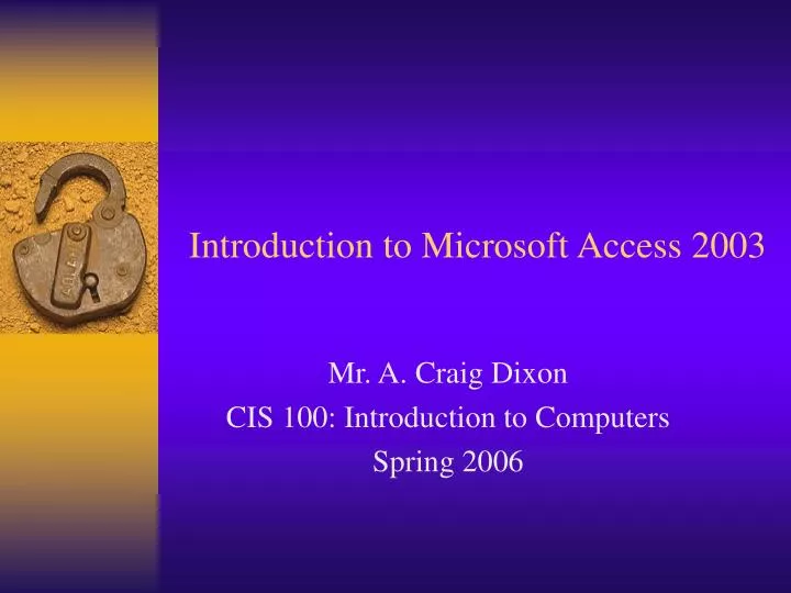 introduction to microsoft access 2003