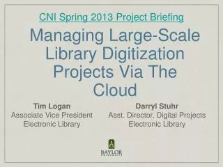 Managing Large-Scale Library Digitization Projects Via The Cloud