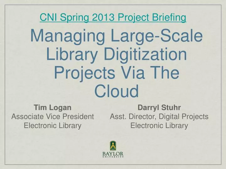 managing large scale library digitization projects via the cloud