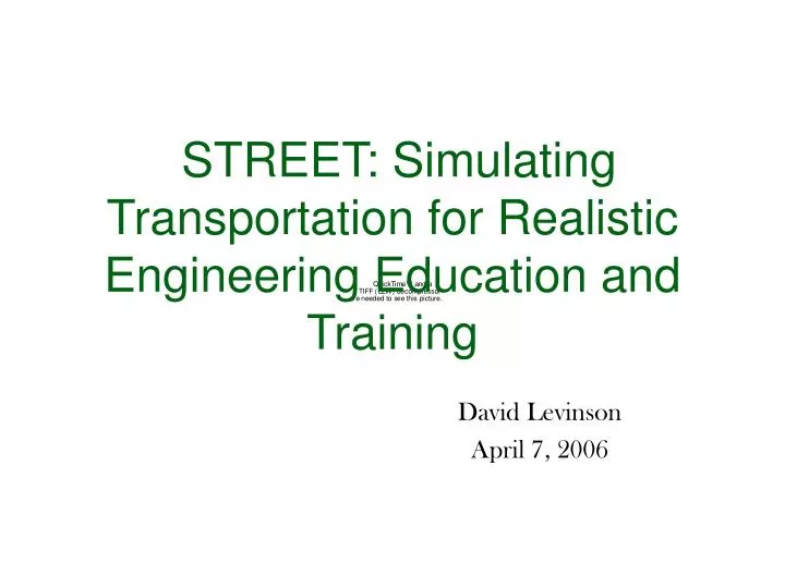 street simulating transportation for realistic engineering education and training