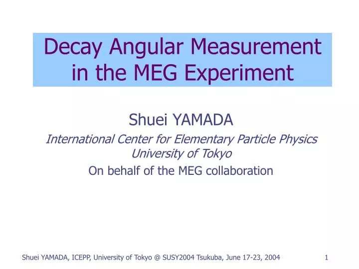 decay angular measurement in the meg experiment