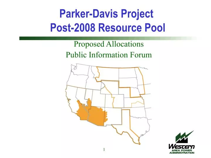 parker davis project post 2008 resource pool