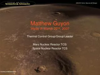 Matthew Guyon Week 9: March 22 nd , 2007