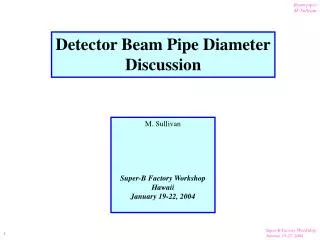Detector Beam Pipe Diameter Discussion