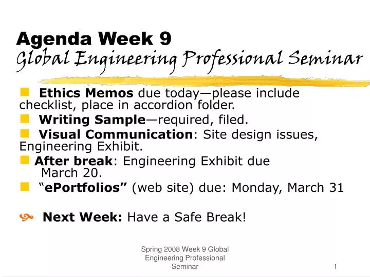 agenda week 9 global engineering professional seminar