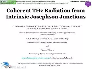 Coherent THz Radiation from Intrinsic Josephson Junctions