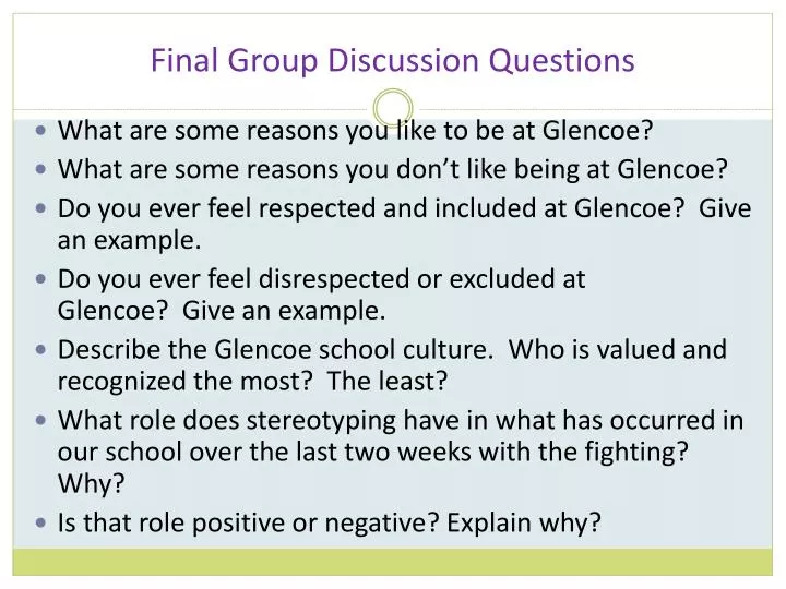 final group discussion questions