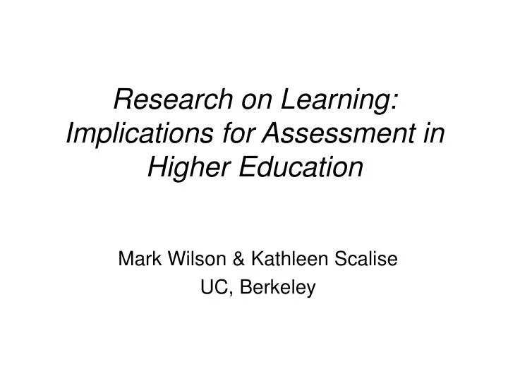 research on learning implications for assessment in higher education