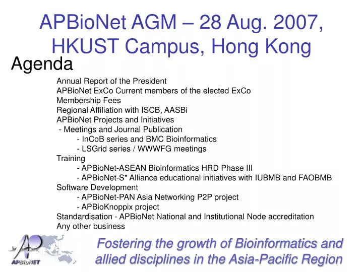 apbionet agm 28 aug 2007 hkust campus hong kong