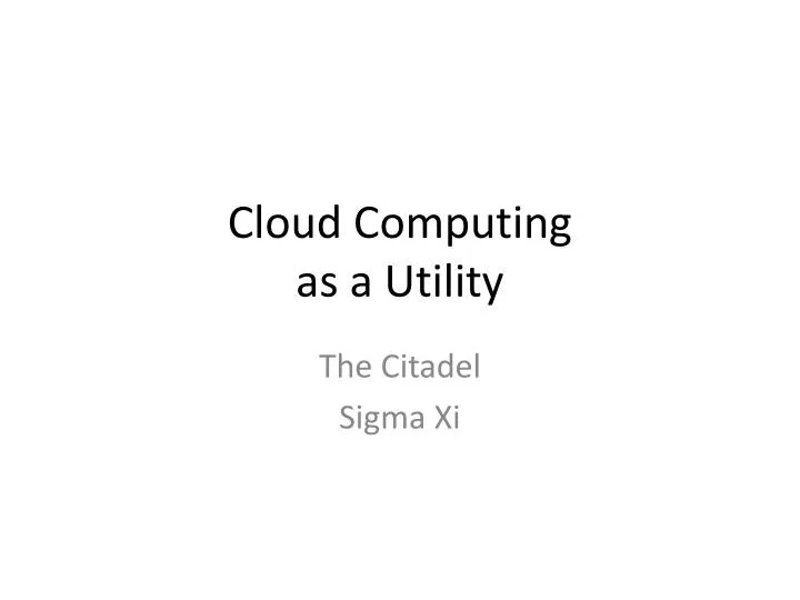 cloud computing as a utility