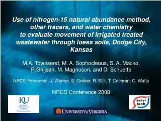 Use of nitrogen-15 natural abundance method, other tracers, and water chemistry
