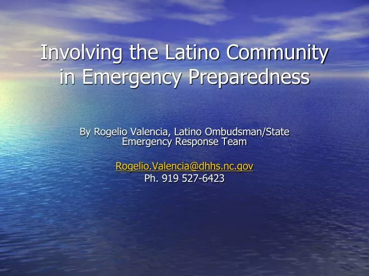 involving the latino community in emergency preparedness