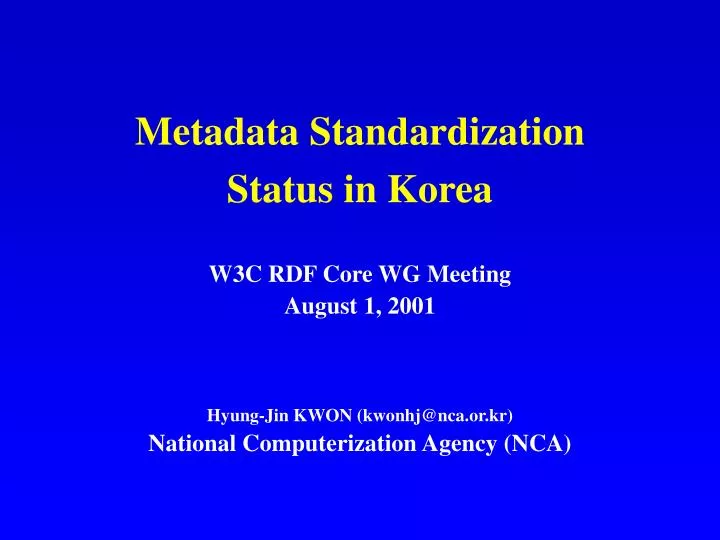 metadata standardization status in korea