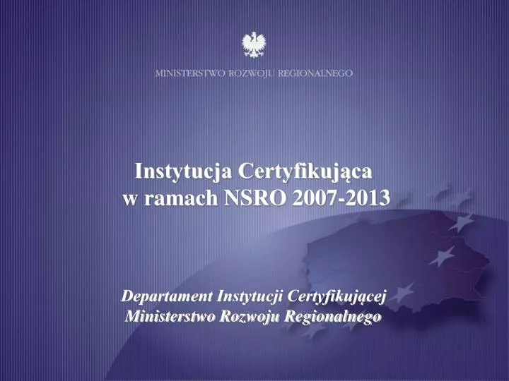 ministry of regional development certifying authority department
