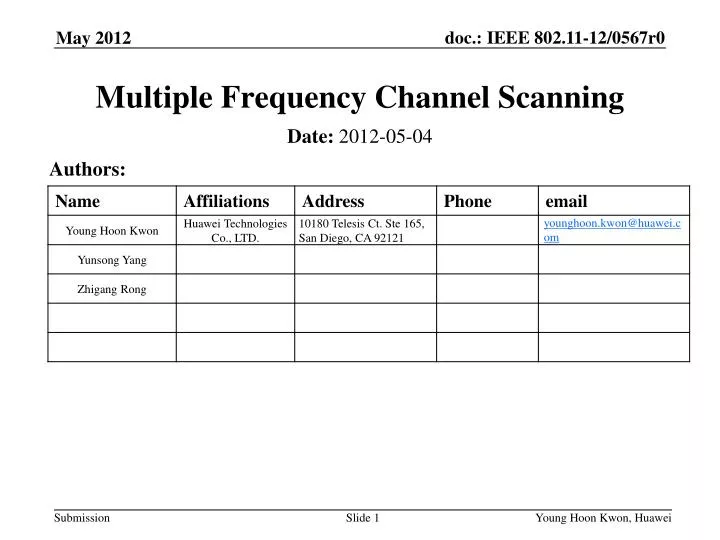 multiple frequency channel scanning