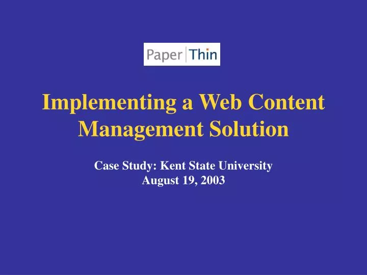 implementing a web content management solution