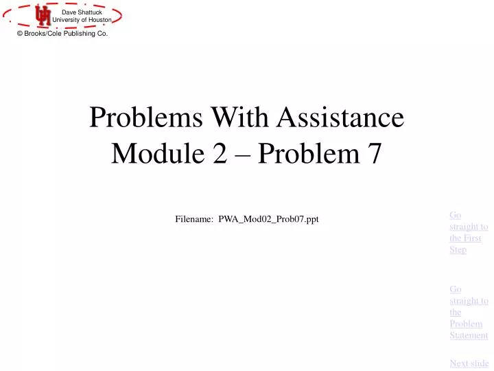 problems with assistance module 2 problem 7