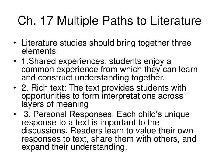 ch 17 multiple paths to literature