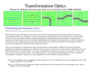 Transformation Optics