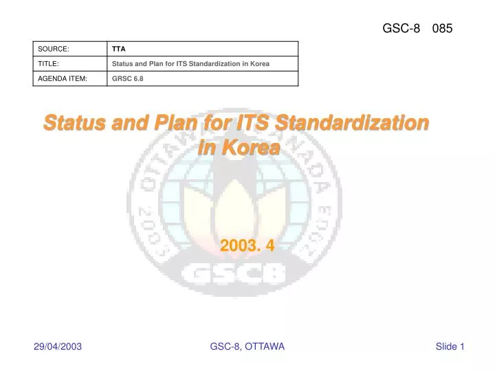status and plan for its standardization in korea