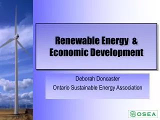 Renewable Energy &amp; Economic Development