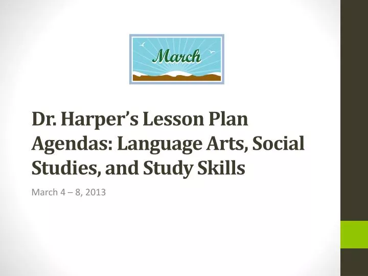 dr harper s lesson plan agendas language arts social studies and study skills