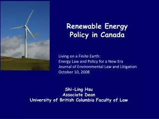 Renewable Energy Policy in Canada
