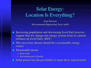 Solar Energy: Location Is Everything?
