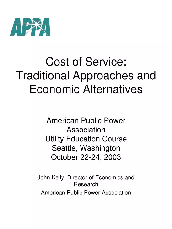 cost of service traditional approaches and economic alternatives