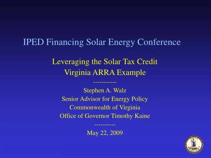 iped financing solar energy conference