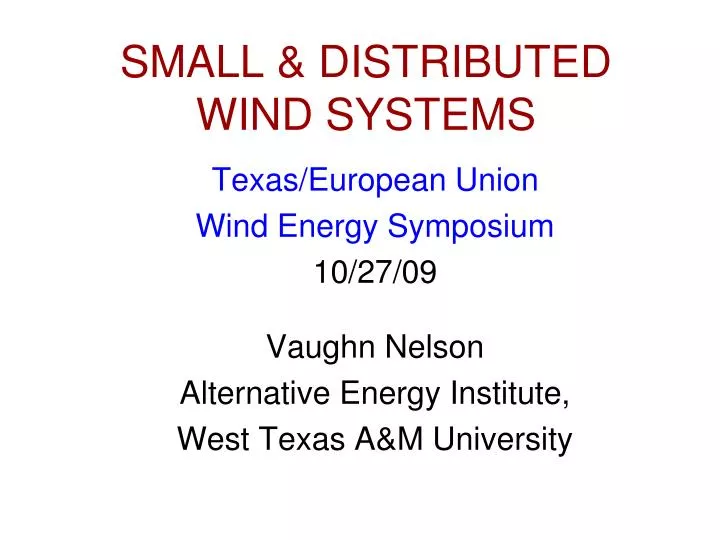 small distributed wind systems