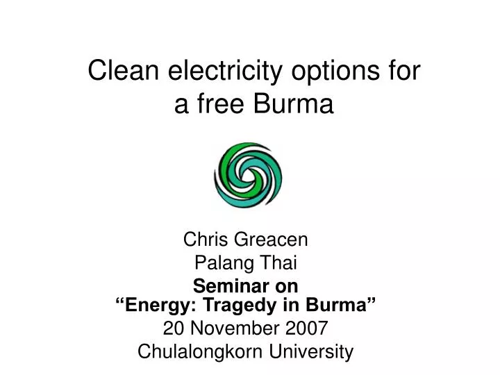clean electricity options for a free burma