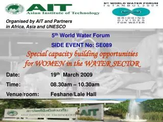 Special capacity building opportunities for WOMEN in the WATER SECTOR