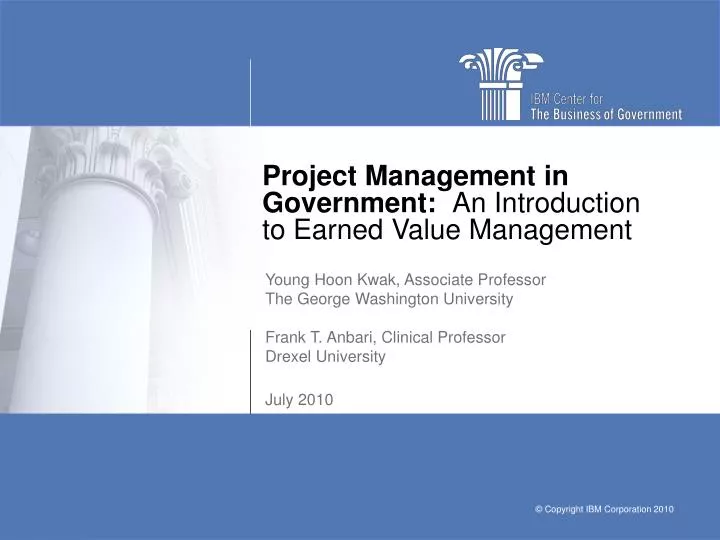 project management in government an introduction to earned value management