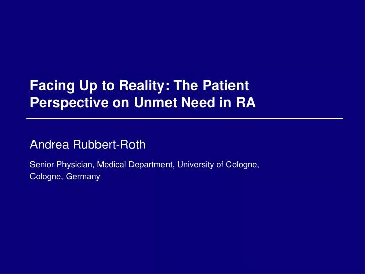 facing up to reality the patient perspective on unmet need in ra
