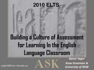 Building a Culture of Assessment for Learning In the English Language Classroom