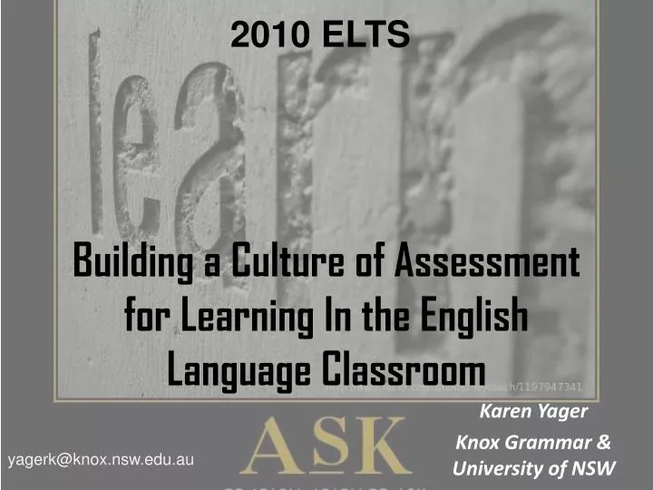 building a culture of assessment for learning in the english language classroom