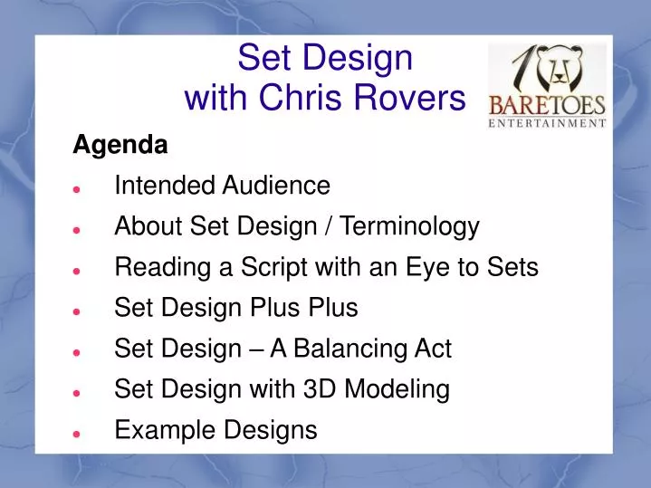 set design with chris rovers
