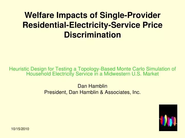 welfare impacts of single provider residential electricity service price discrimination