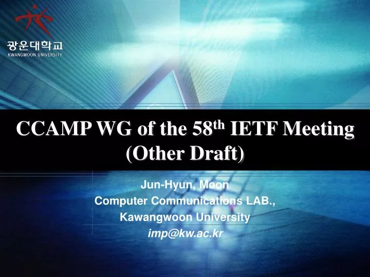 ccamp wg of the 58 th ietf meeting other draft