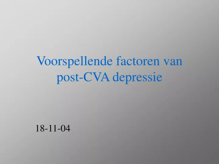 voorspellende factoren van post cva depressie