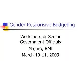 Gender Responsive Budgeting