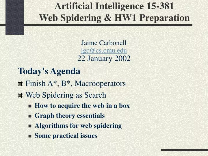 artificial intelligence 15 381 web spidering hw1 preparation