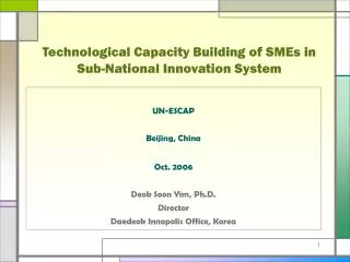 Technological Capacity Building of SMEs in Sub-National Innovation System